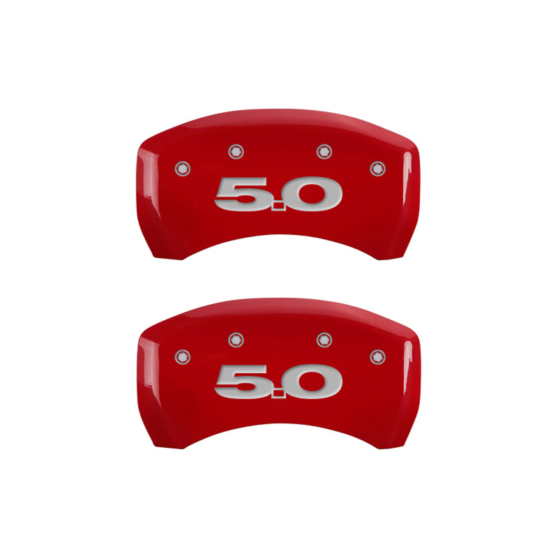 Load image into Gallery viewer, MGP Rear set 2 Caliper Covers Engraved Rear Cobra Red finish silver ch
