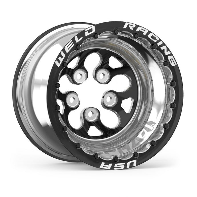 Weld Alpha-1 15x14 / 5x4.75 BP /5in. BS Black Wheel - Black Double Beadlock MT