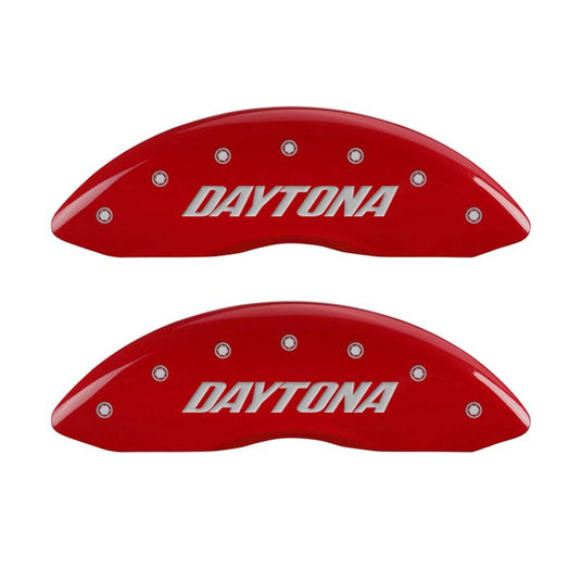 MGP 4 Caliper Covers Engraved Front & Rear Daytona Red finish silver ch