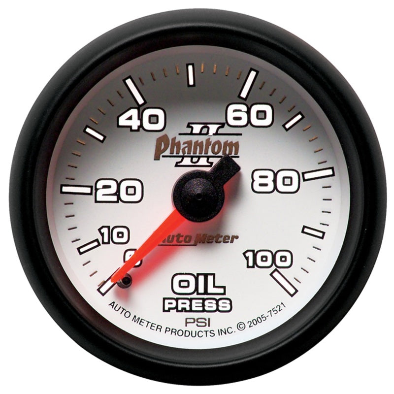 Load image into Gallery viewer, Autometer Phantom II 52.4mm Mechanical 0-100psi Oil Pressure Gauge
