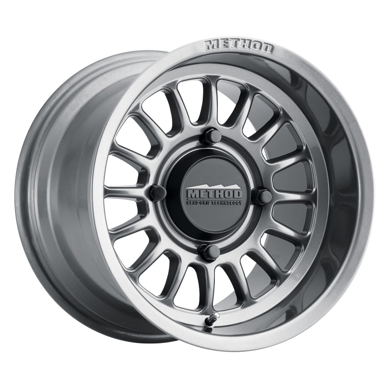 Load image into Gallery viewer, Method MR411 Bead Grip 15x7 / 5+2/38mm Offset / 4x156 / 132mm CB Gloss Titanium Wheel
