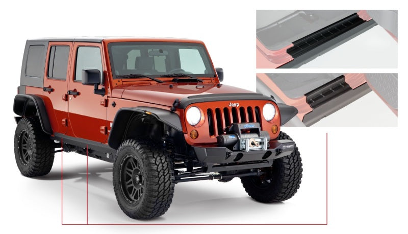 Load image into Gallery viewer, Bushwacker 07-18 Jeep Wrangler Unlimited Trail Armor Rocker Panel and Sill Plate Cover - Black
