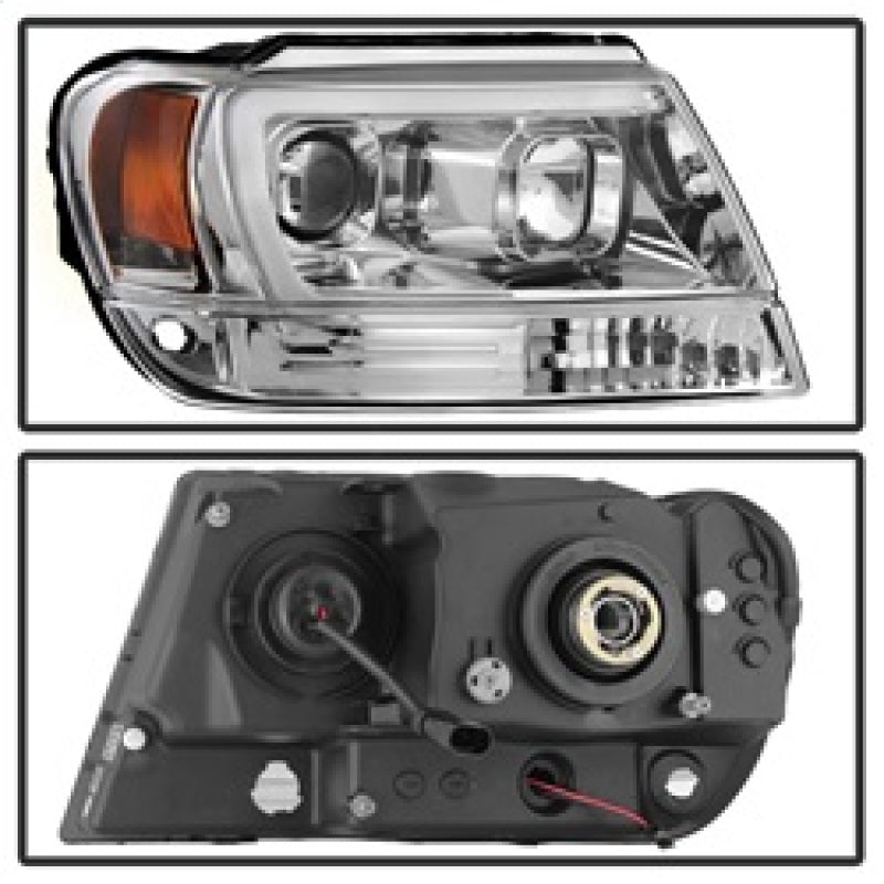 Load image into Gallery viewer, Spyder 99-04 Jeep Grand Cherokee Projector Headlights - Light Bar DRL LED - Chrome
