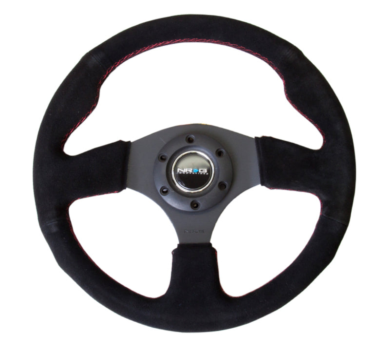 Load image into Gallery viewer, NRG Reinforced Steering Wheel (320mm) Suede w/Red Stitch
