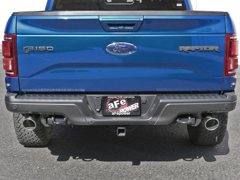 Load image into Gallery viewer, aFe MACHForce-XP 3in to 3-1/2in 304 SS Cat-Back Exhaust w/Polished Tips 17-18 Ford F-150 Raptor 3.5L

