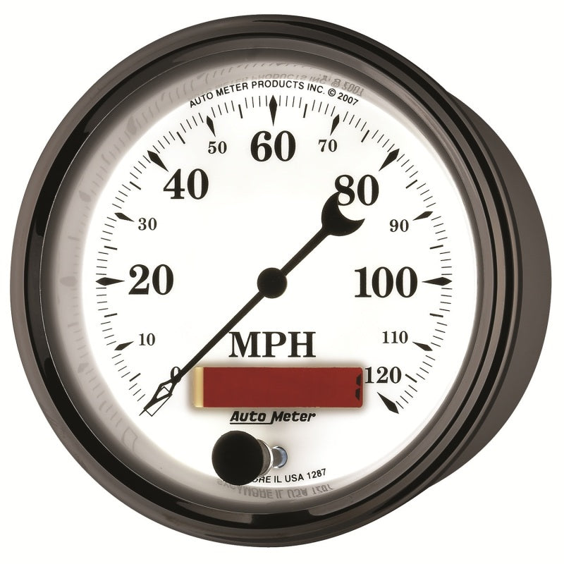 Load image into Gallery viewer, AutoMeter Gauge Speedometer 3-3/8in. 120MPH Elec. Prog. W/ Lcd Odo Old Tyme Wht II
