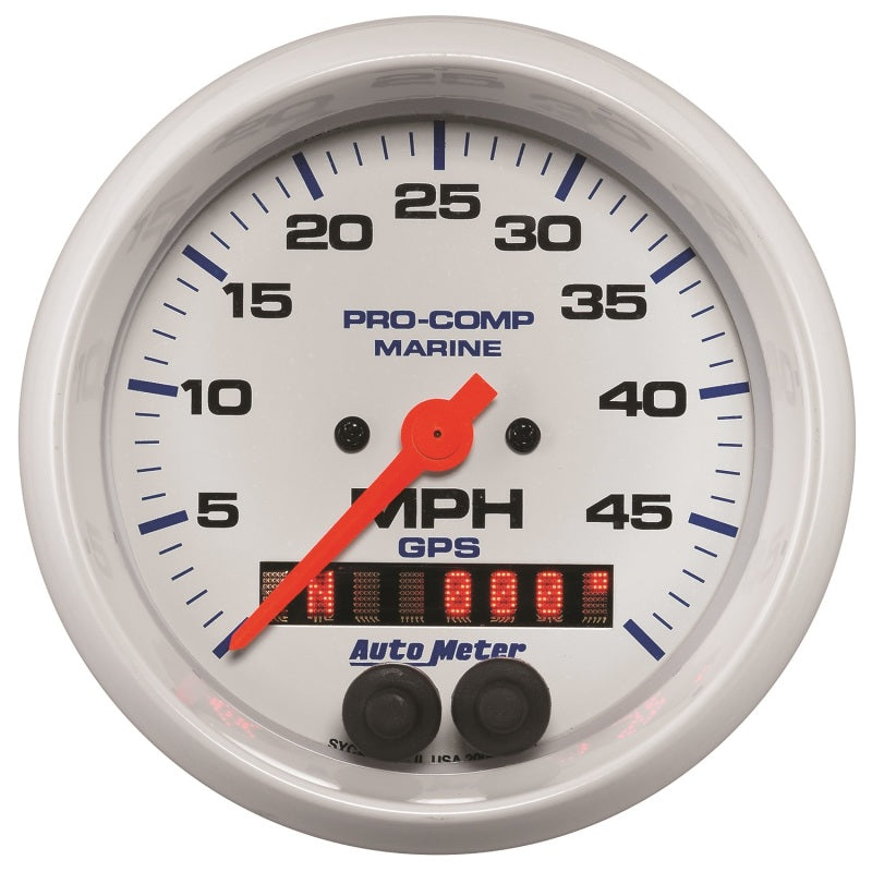 Load image into Gallery viewer, Autometer Marine White 3 3/8in 50MPH GPS Speedometer Gauge
