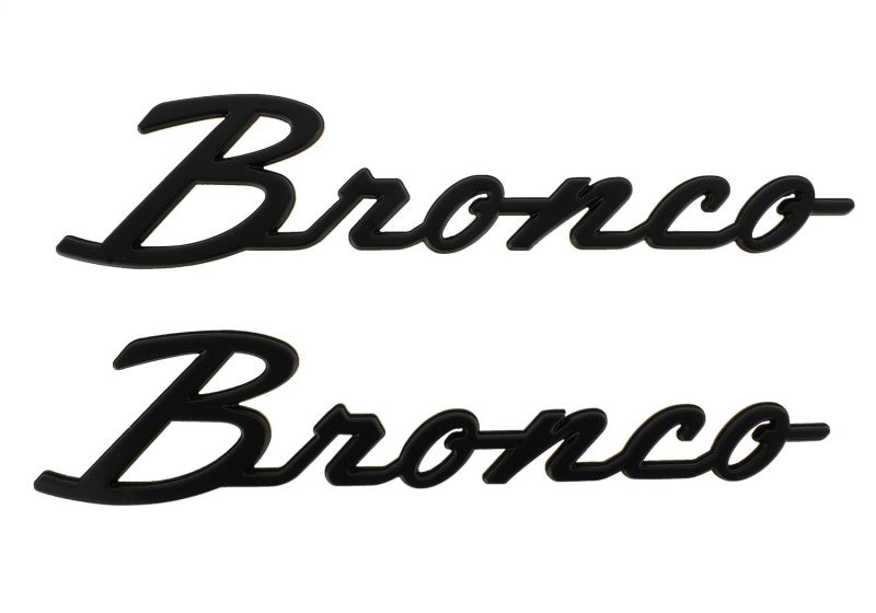 Load image into Gallery viewer, Ford Racing 2021+ Bronco Classic Script Fender Badges - Matte Black (Pair)
