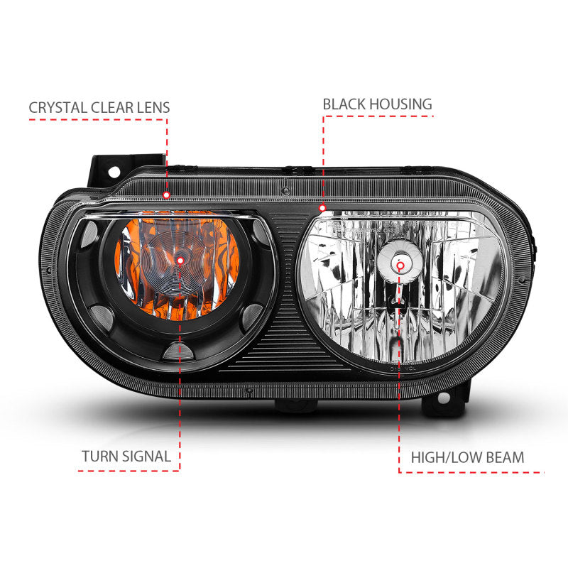 Load image into Gallery viewer, ANZO 2008-2014 Dodge Challenger Crystal Headlights Black
