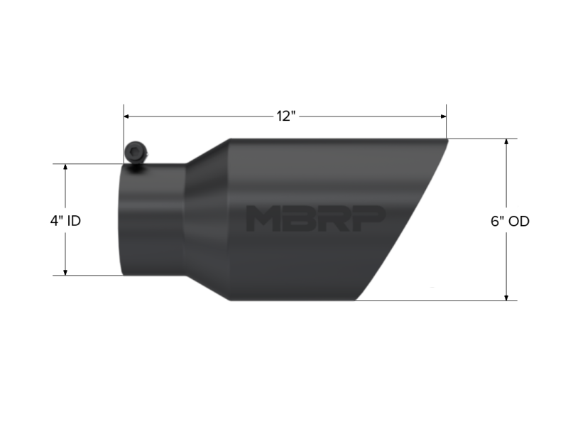 Load image into Gallery viewer, MBRP Universal Tip 6 O.D. Dual Wall Angled 4 inlet 12 length - Black Finish
