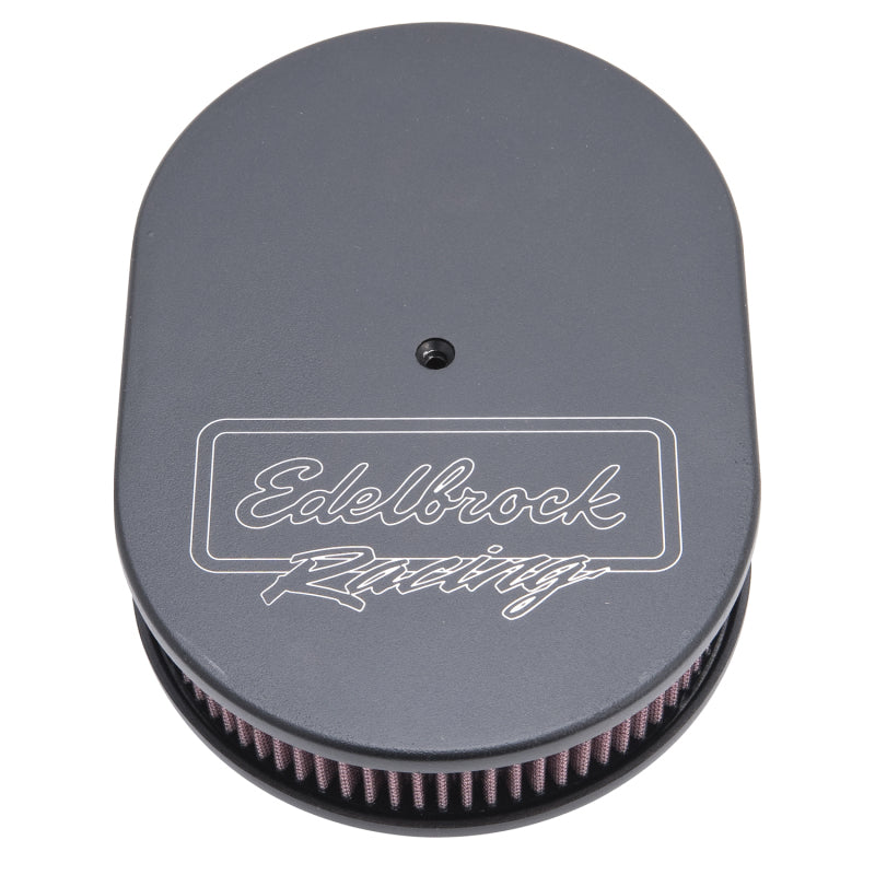 Load image into Gallery viewer, Edelbrock Air Cleaner Victor Series Oval Aluminum Top Cloth Element 11 875In X 8 25In X 3 75In Black
