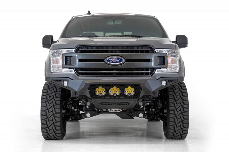 Load image into Gallery viewer, Addictive Desert Designs 18-20 Ford F-150 Bomber Front Bumper w/ 3 Baja Designs LP6 Mounts
