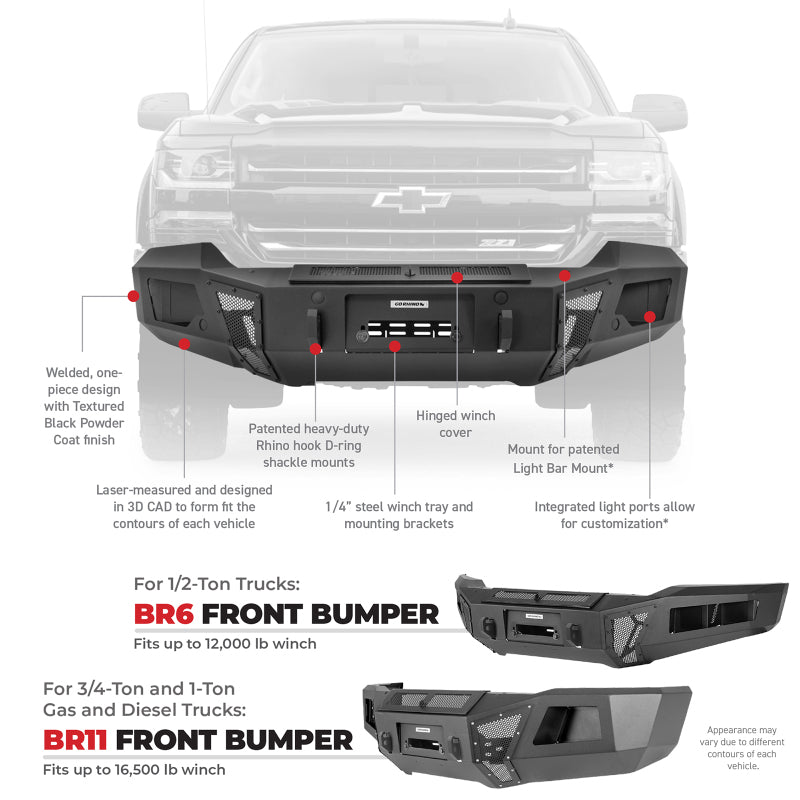Load image into Gallery viewer, Go Rhino 16-22 Toyota Tacoma BR6 Front Bumper Replacement - Tex. Black
