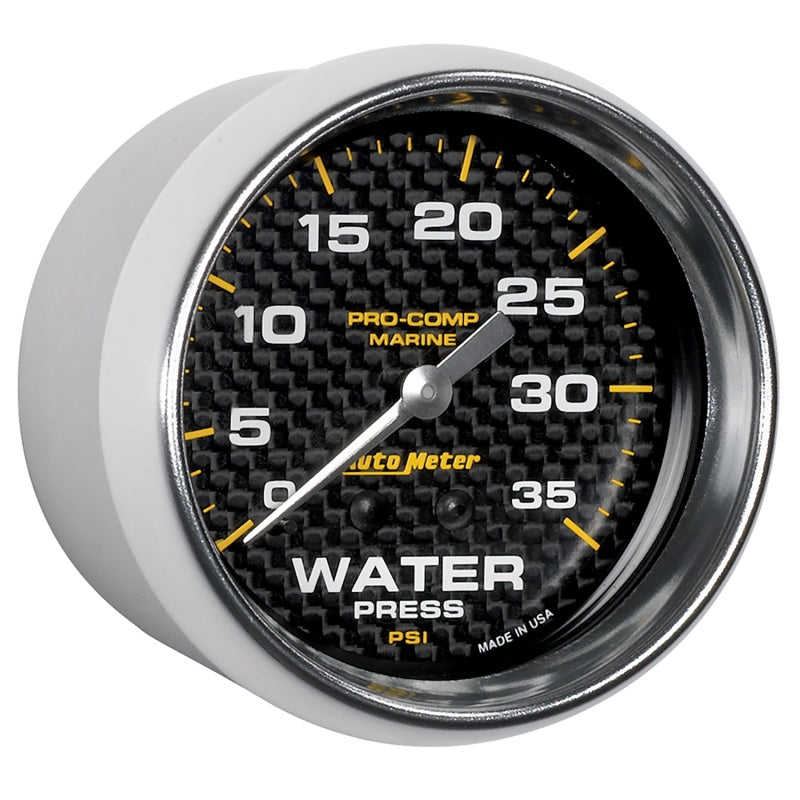 Load image into Gallery viewer, Autometer Marine Carbon Fiber Mechanical 2-5/8in 0-35PSI Water Pressure Gage
