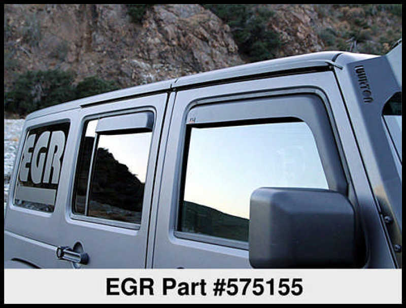 Load image into Gallery viewer, EGR 07-13 Jeep Wrangler JK In-Channel Window Visors - Set of 4 - Matte (575155)
