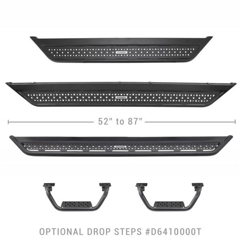 Load image into Gallery viewer, Go Rhino Dominator Extreme D6 SideSteps - Tex Blk - 4in Drop Down Steps (Pair)

