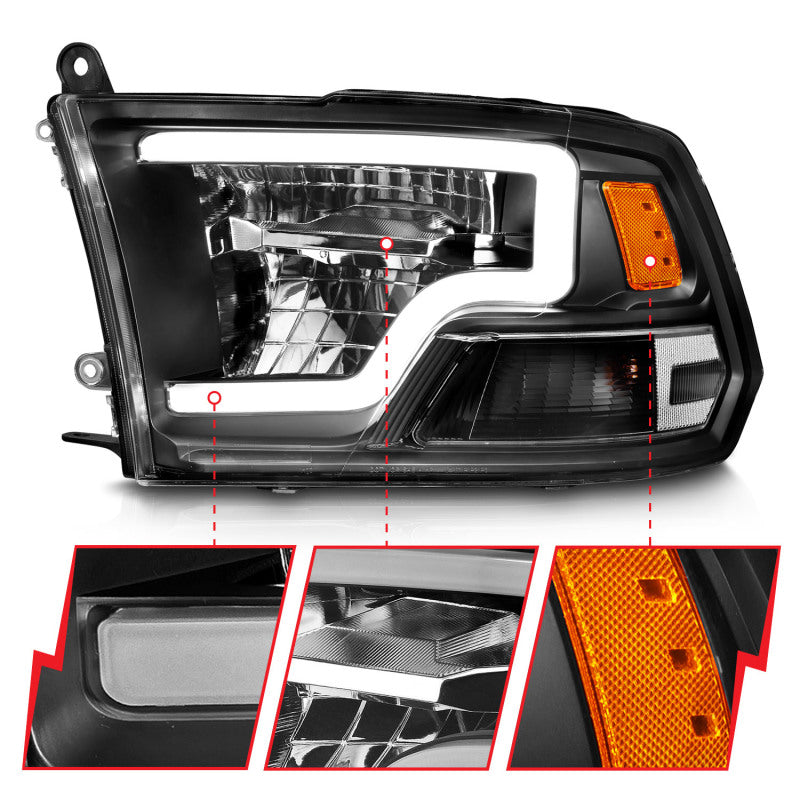 Load image into Gallery viewer, ANZO 2009-2020 Dodge Ram 1500 Full LED Square Projector Headlights w/ Chrome Housing Black Amber
