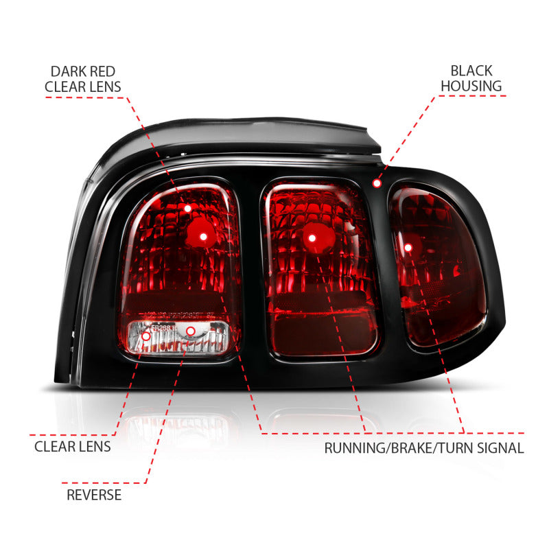 Load image into Gallery viewer, ANZO 1994-1998 Ford Mustang Taillight Dark Red Lens (OE Style)
