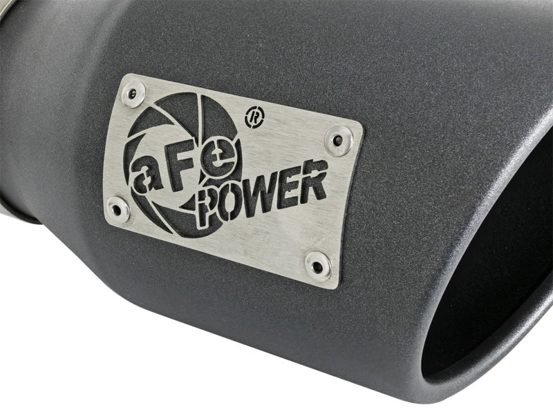 Load image into Gallery viewer, aFe MACH Force-Xp 3in 304 SS Metallic Black Exhaust Tip 3in In x 4-1/2in Out x 9in L Bolt-On Left

