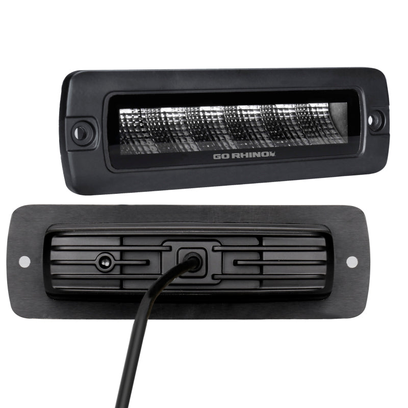 Load image into Gallery viewer, Go Rhino Xplor Blackout Series Sixline LED Flood Light Kit (Flush Mount) - Blk (Pair)
