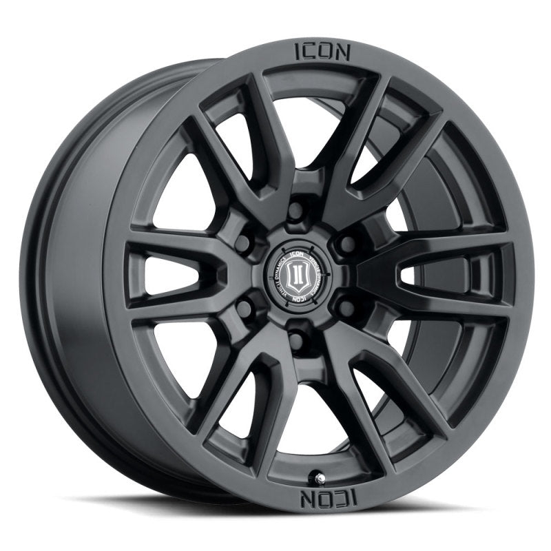 Load image into Gallery viewer, ICON Vector 6 17x8.5 6x5.5 0mm Offset 4.75in BS 106.1mm Bore Satin Black Wheel
