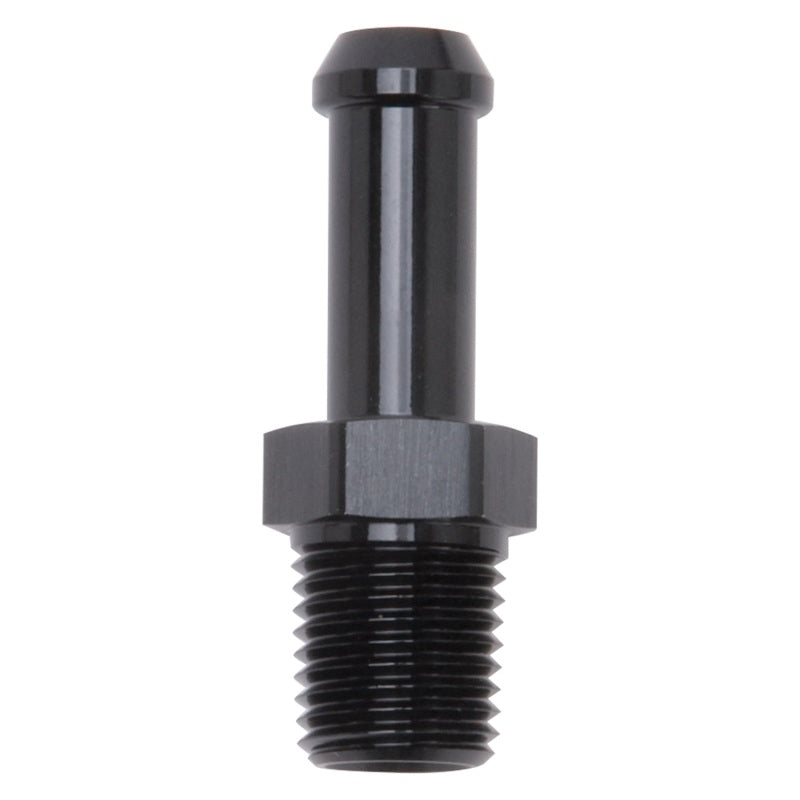 Load image into Gallery viewer, Edelbrock Hose End Straight 1/4In NPT to 3/8In Barb Black Anodize
