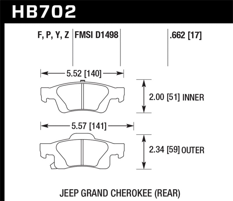 Load image into Gallery viewer, Hawk 11-12 Dodge Durango / 11-12 Jeep Grand Cherokee Perf Ceramic Rear Street Brake Pads
