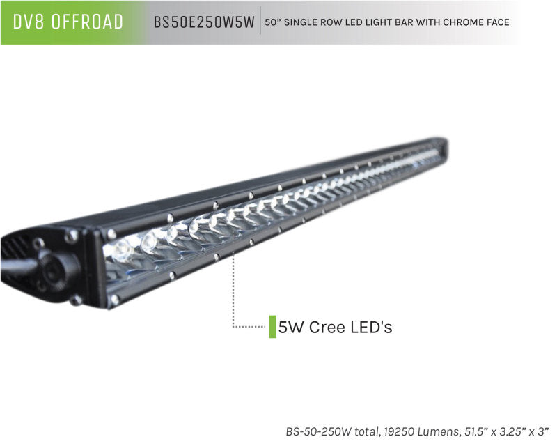 Load image into Gallery viewer, DV8 Offroad 50in Light Bar Slim 250W Spot 5W CREE LED - Black
