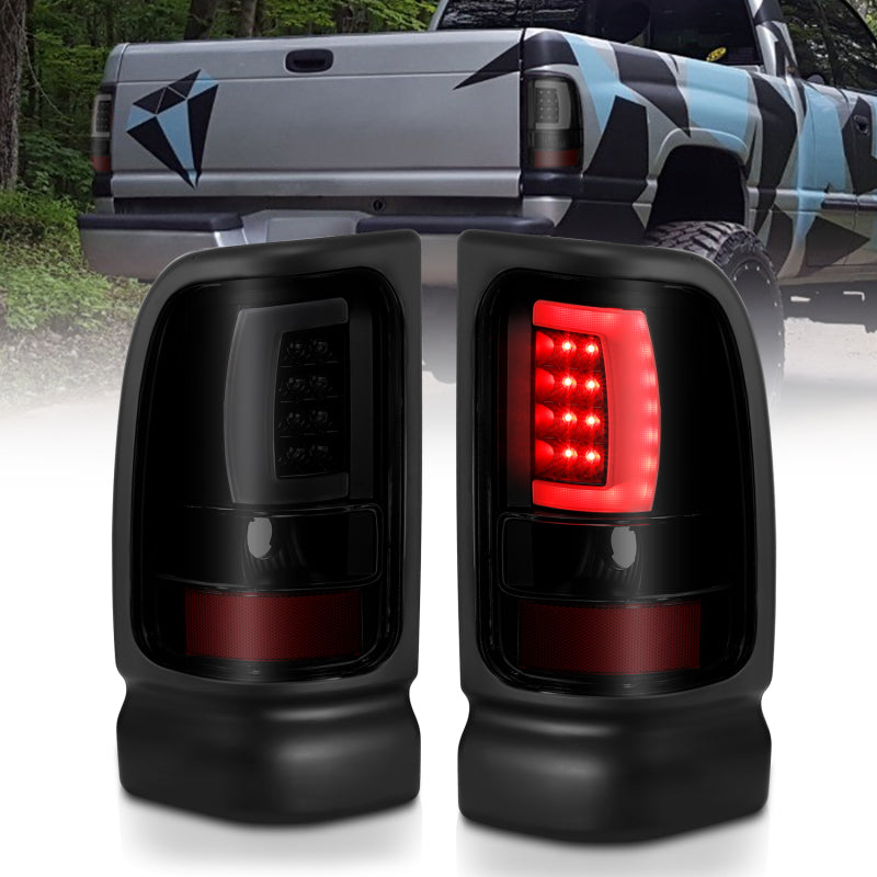Load image into Gallery viewer, ANZO 1994-2001 Dodge Ram 1500 LED Taillights Plank Style Black w/Smoke Lens

