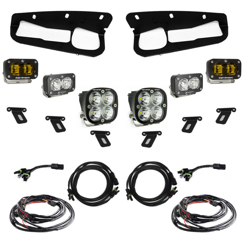 Load image into Gallery viewer, Baja Designs 21-22 Ford Bronco w/Steel Bumper S2 SAE Sportsmen Fog Pocket Light Kit - Amber
