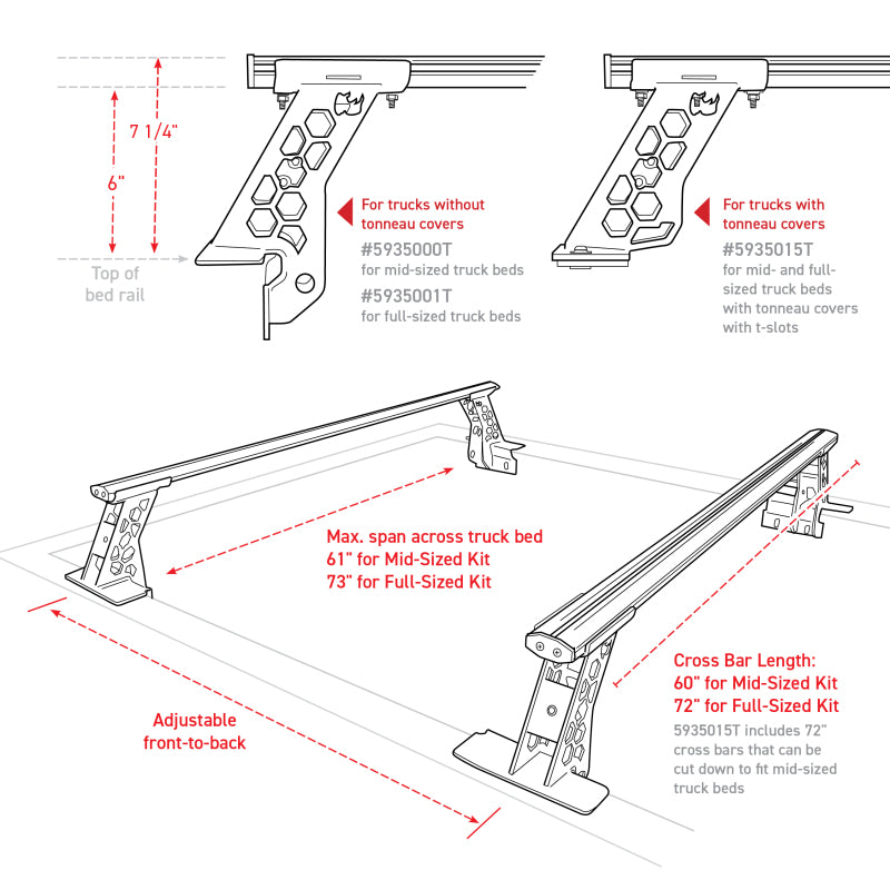 Load image into Gallery viewer, Go Rhino 15-22 Ford F-150 / 19-22 RAM 1500 / 07-21 Toyota Tundra XRS Cross Bars Kit - Tex. Blk
