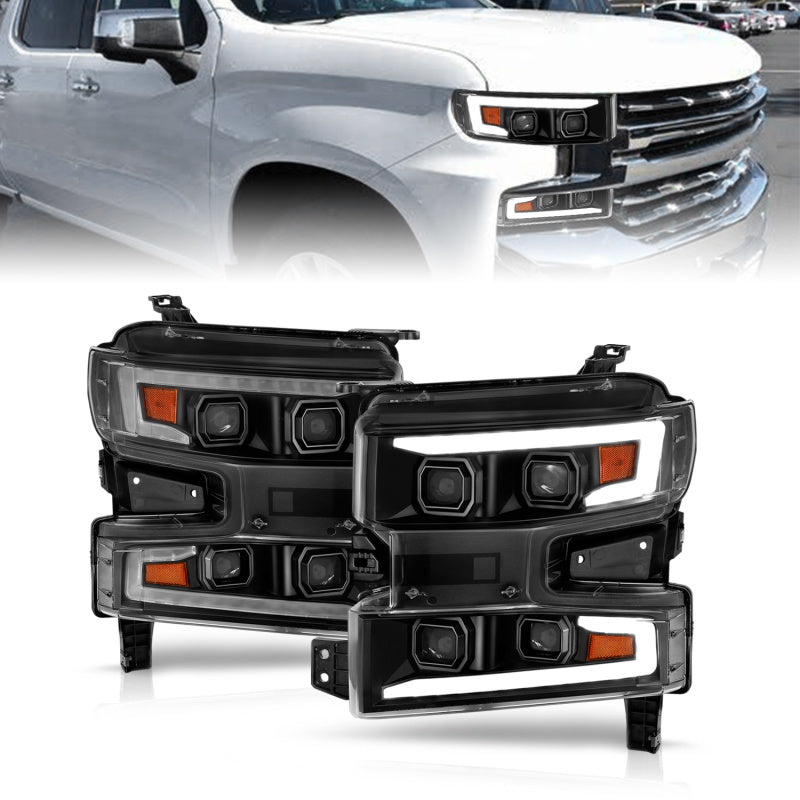 Load image into Gallery viewer, ANZO 19-22 Chevrolet Silverado 1500 LED Proj HL w/Lgt Bar SwBk Seq. Blk w/In. Light - Passenger Side
