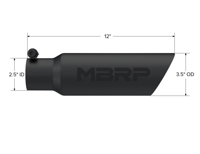 Load image into Gallery viewer, MBRP Universal Tip 3.5 O.D. Dual Wall Angled 2.5 inlet 12 length - Black Finish

