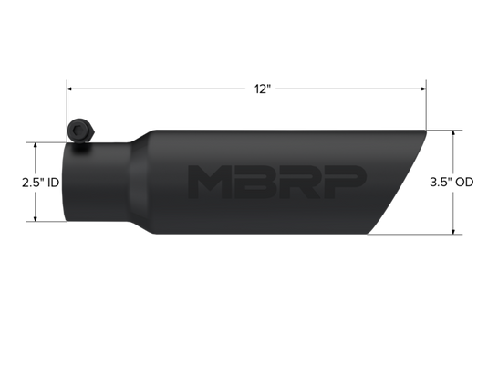 MBRP Universal Tip 3.5 O.D. Dual Wall Angled 2.5 inlet 12 length - Black Finish