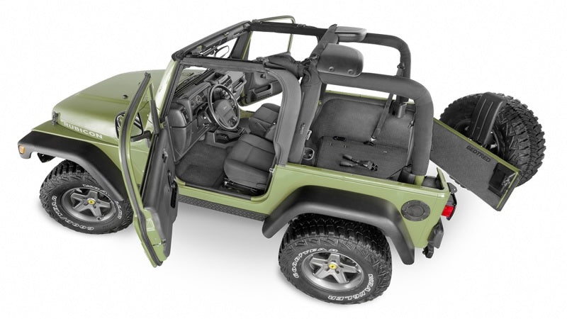 Load image into Gallery viewer, BedRug 18-23 Jeep Wrangler JL BedTred 4 Door 6 PC Rear Kit w/ Gap Hider
