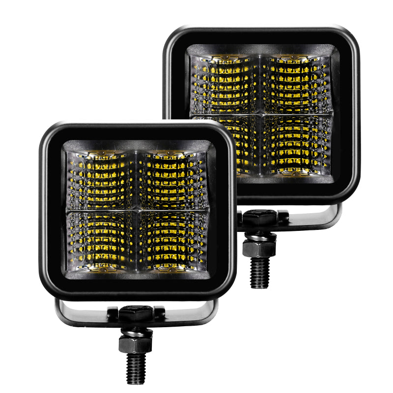 Load image into Gallery viewer, Go Rhino Xplor Blackout Series Cube LED Flood Light Kit (Surface/Threaded Stud Mnt) 3x3 - Blk (Pair)
