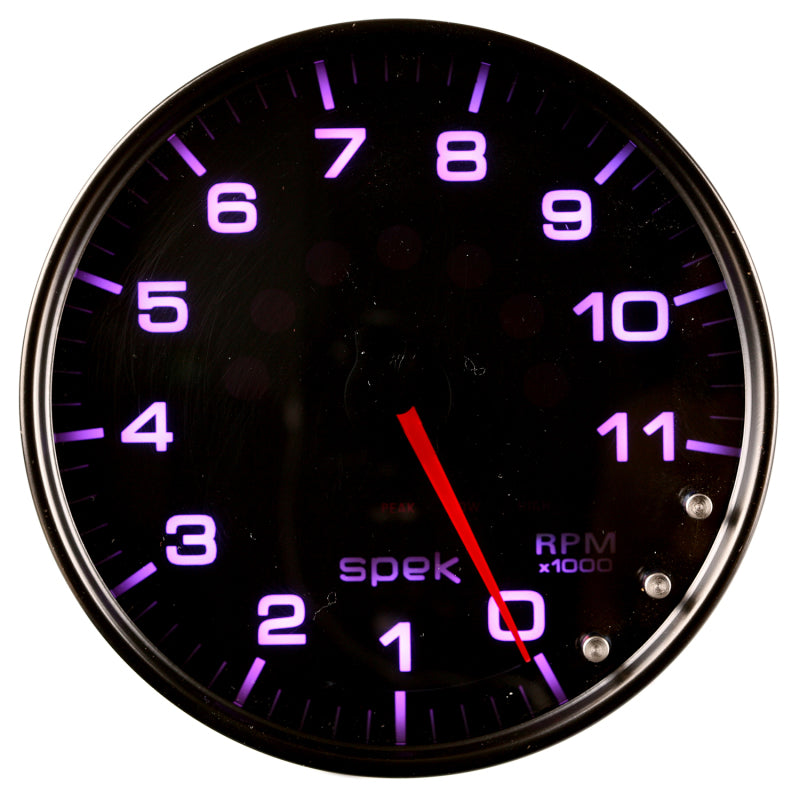 Load image into Gallery viewer, Autometer Spek-Pro Gauge Tachometer 5in 11K Rpm W/Shift Light &amp; Peak Mem Black/Smoke/Black
