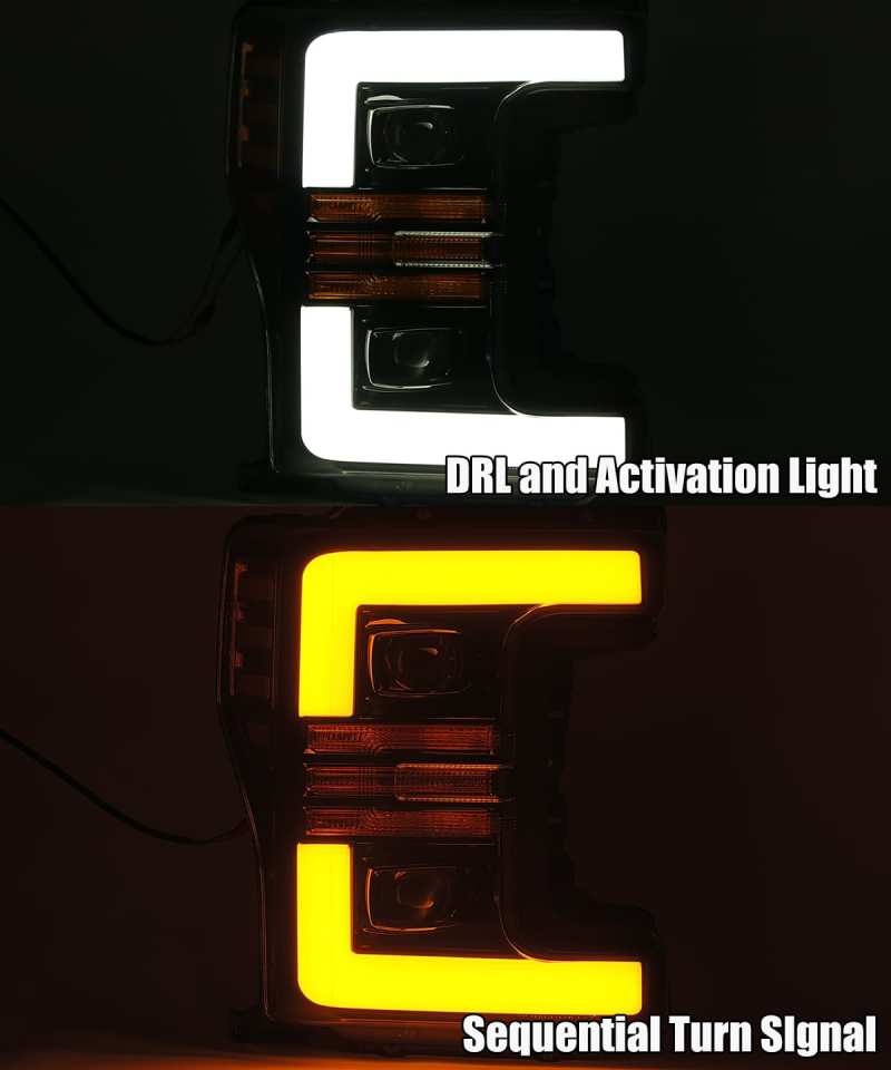 Load image into Gallery viewer, AlphaRex 17-19 Ford F-250 SD PRO-Series Proj Headlights Plank Style Black w/Activ Light/Seq Signal
