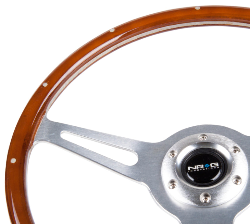 Load image into Gallery viewer, NRG Classic Wood Grain Steering Wheel (365mm) Wood w/Metal Inserts &amp; Brushed Alum. 3-Spoke Center
