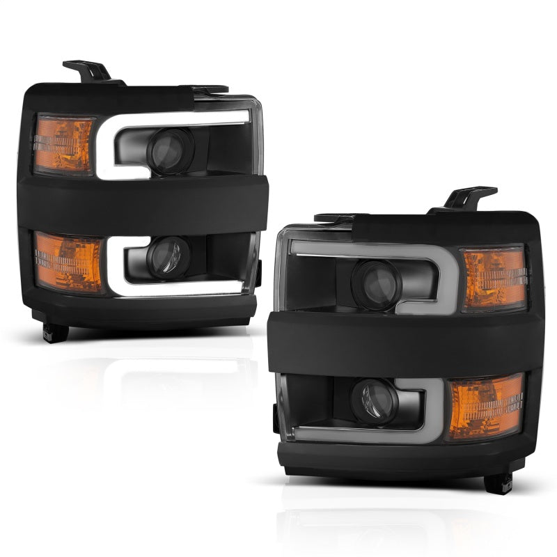 Load image into Gallery viewer, ANZO Projector Headlights 15-17 Chevrolet Silverado 2500HD / 3500HD Black w/ Black Rim
