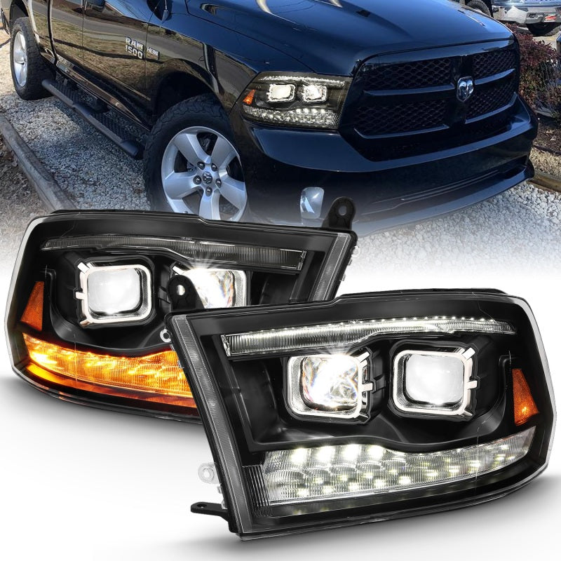 Load image into Gallery viewer, ANZO 2009-2018 Dodge Ram 1500 Led Projector Plank Style Switchback H.L Halo Black Amber (OE Style)
