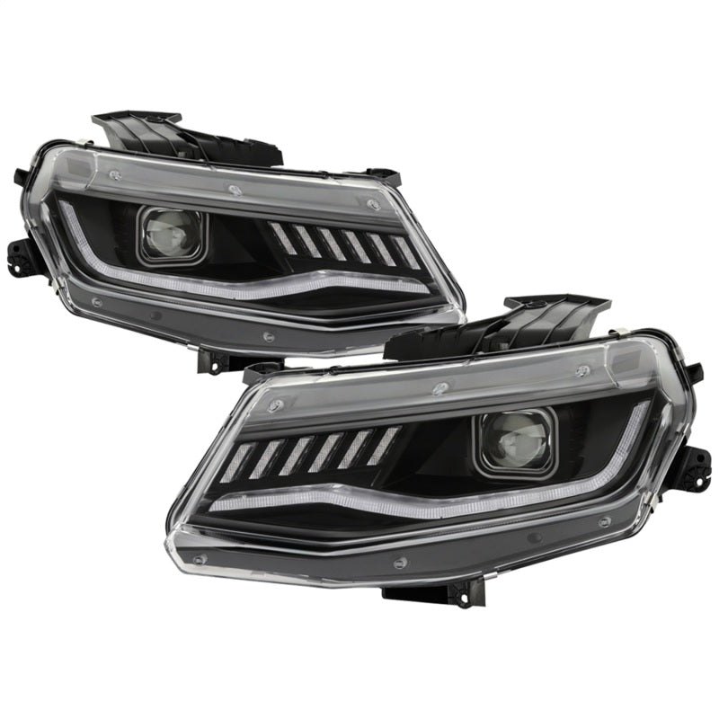 Load image into Gallery viewer, Spyder Chevy Camaro 16-18 Halogen Model Full LED Headlights Black PRO-YD-CCAM16HALAP-SEQ-BK
