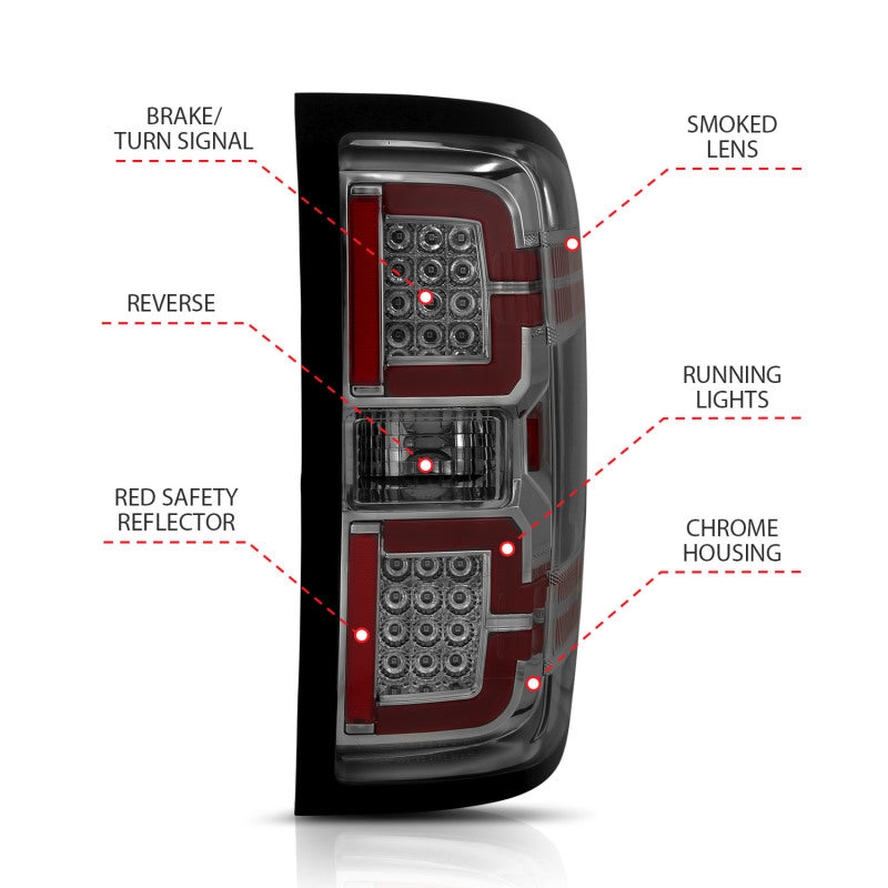 Load image into Gallery viewer, ANZO 2014-2018 Chevy Silverado 1500 LED Taillights Smoke
