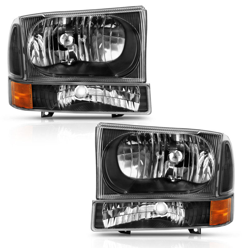 Load image into Gallery viewer, ANZO 2000-2004 Ford Excursion Crystal Headlight w/ Corner Light Black Amber (w/o Bulb)
