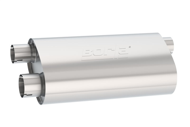 Load image into Gallery viewer, Borla Transverse Flow Notched Muffler - Oval Single Inlet/Dual Outlet 2.5in 19in x 10.5in x 5.5in
