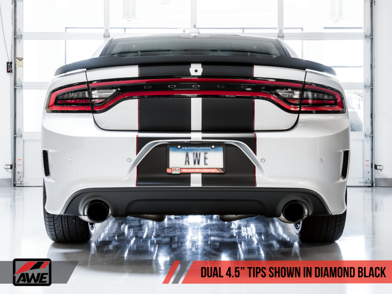 Load image into Gallery viewer, AWE Tuning 2017+ Dodge Charger 5.7L Touring Edition Exhaust - Non-Resonated - Diamond Black Tips
