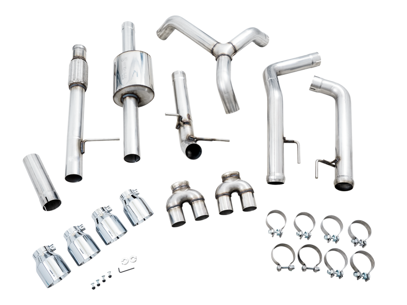 Load image into Gallery viewer, AWE Tuning 4th Gen GM 1500 5.3L 0FG Cat-Back Split Rear Exit (w/ Bumper Cutouts) - Quad Chrome Tips
