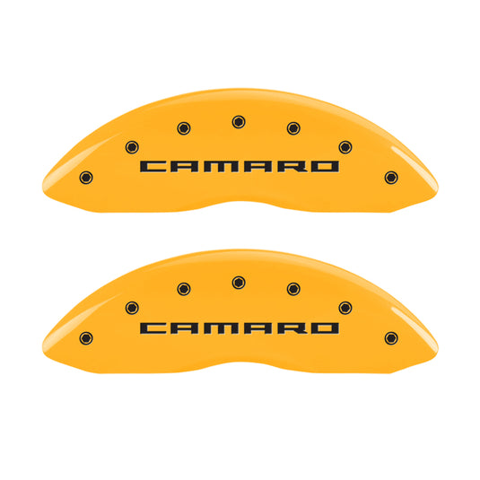 MGP 4 Caliper Covers Engraved Front & Rear Gen 5/Camaro Yellow finish black ch