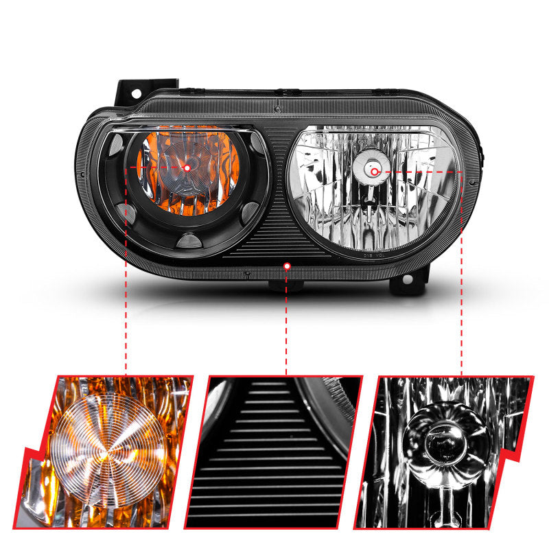 Load image into Gallery viewer, ANZO 2008-2014 Dodge Challenger Crystal Headlights Black
