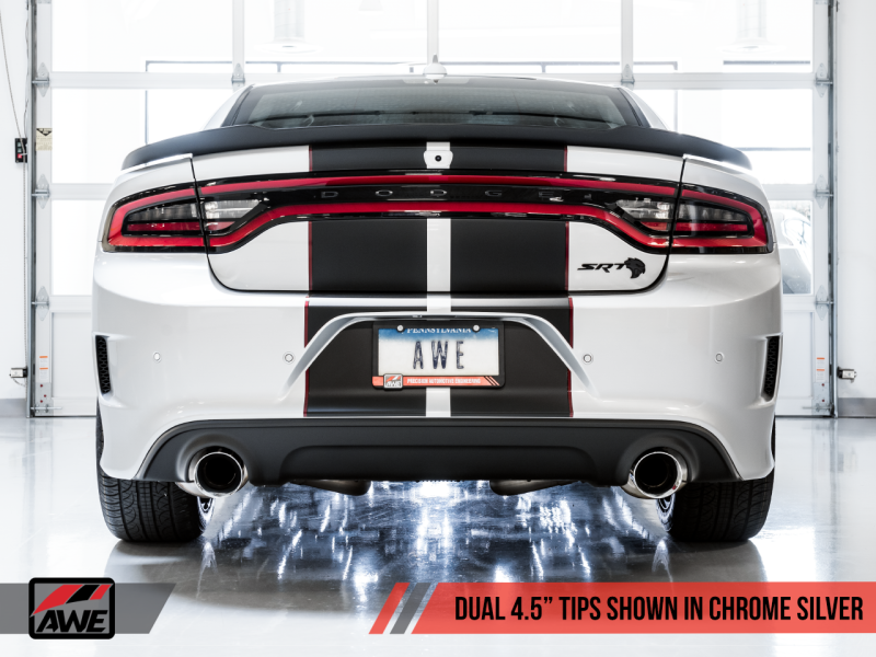 Load image into Gallery viewer, AWE Tuning 2015+ Dodge Charger 6.4L/6.2L SC Non-Resonated Touring Edition Exhaust - Silver Tips
